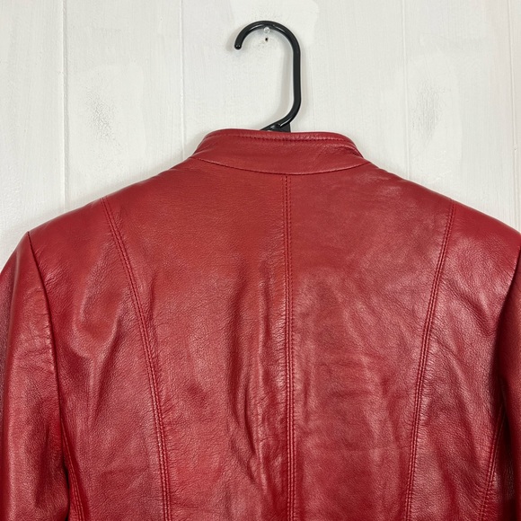 Danier Cherry Red Leather Jacket Sz XS - Picture 6 of 9